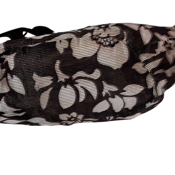 Elegant Brown and Beige Floral Tote Bag, Heavy Nylon Feel T5 - Picture 3 of 4